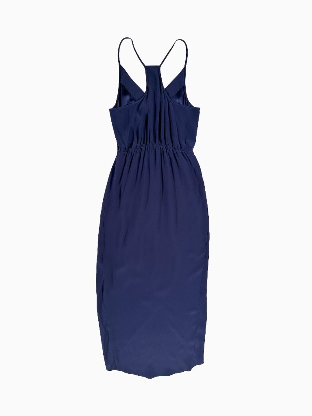 Amanda Uprichard Silk Monaco Maxi Dress S Navy Asymmetric Tulip Hem Boho Chic - Picture 2 of 5